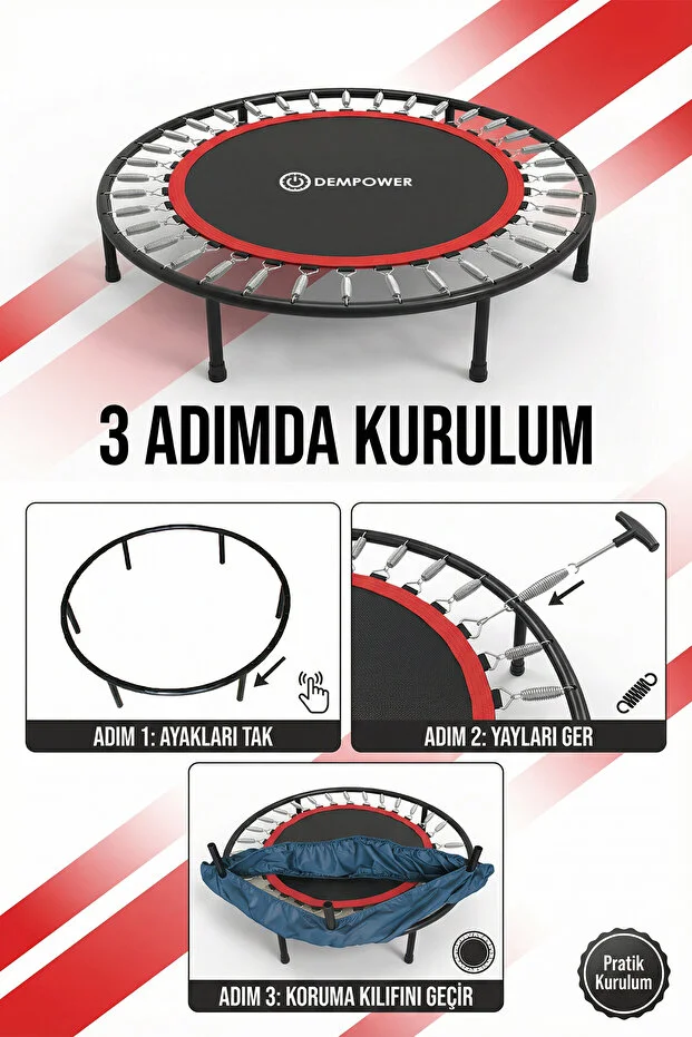 DEMPOWER 80 kg Taşıma Kapasiteli 102 cm Yaylı Trambolin